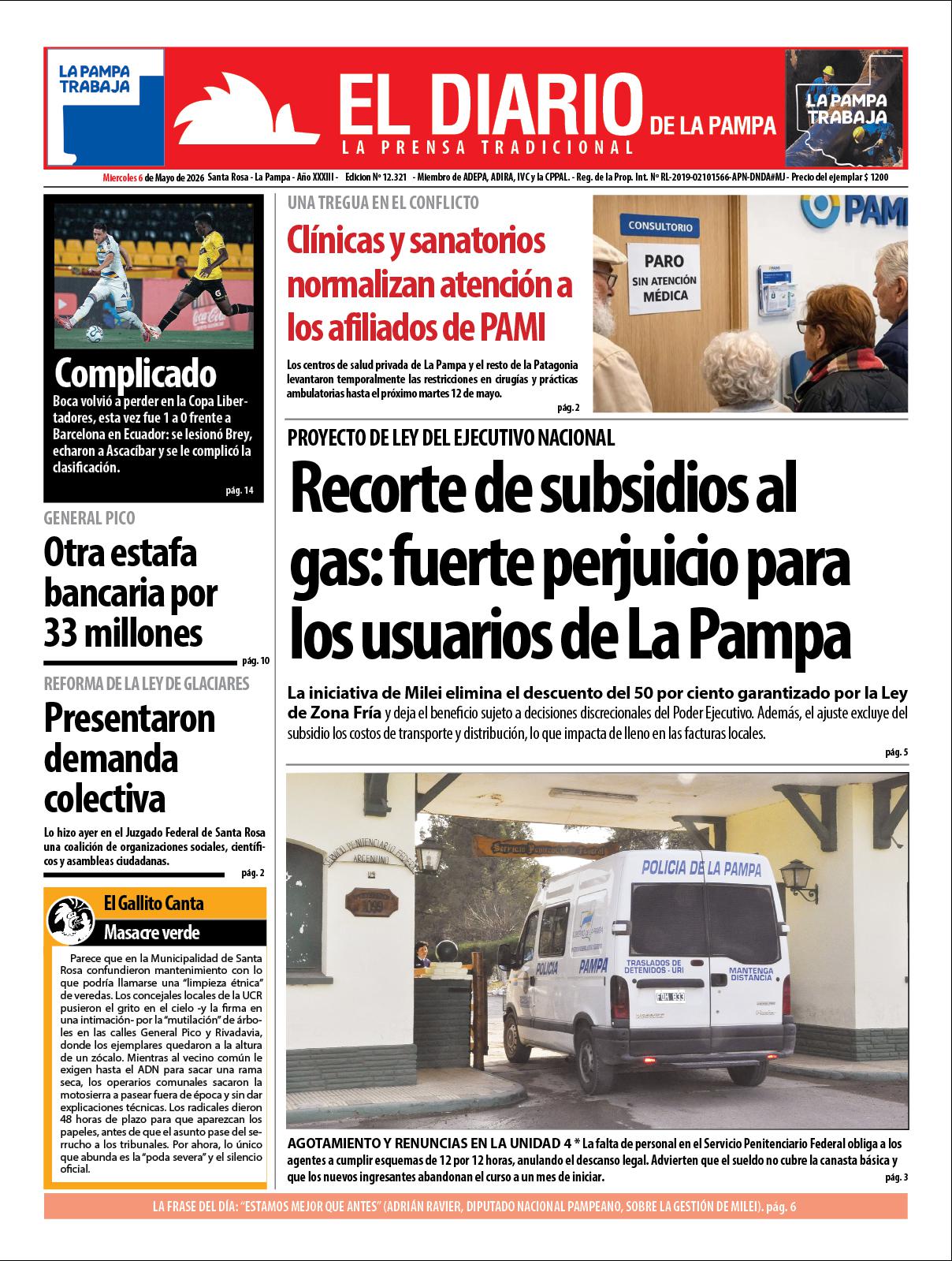 Tapa de El Diario en papel  mieacutercoles 06 de mayo de 2026